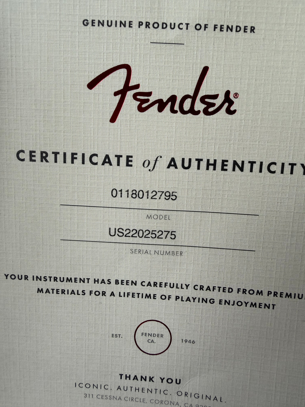 2022 Fender American Ultra Stratocaster Maple Fretboard - Cobra Blue