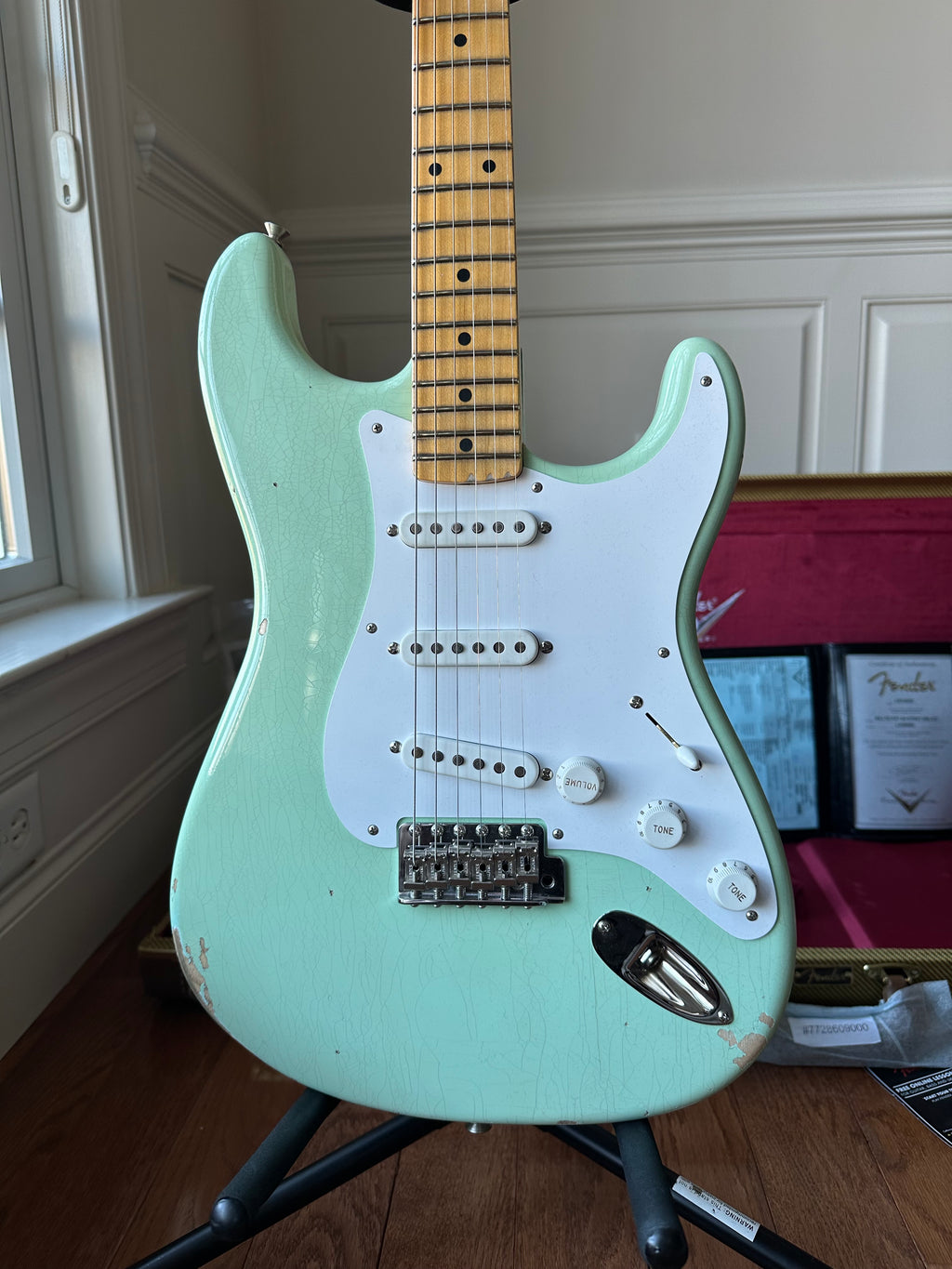 2025 Fender Custom Shop '54 Stratocaster B4 Fat LTD Relic CC - Super Faded Aged Surf Green - Image 2