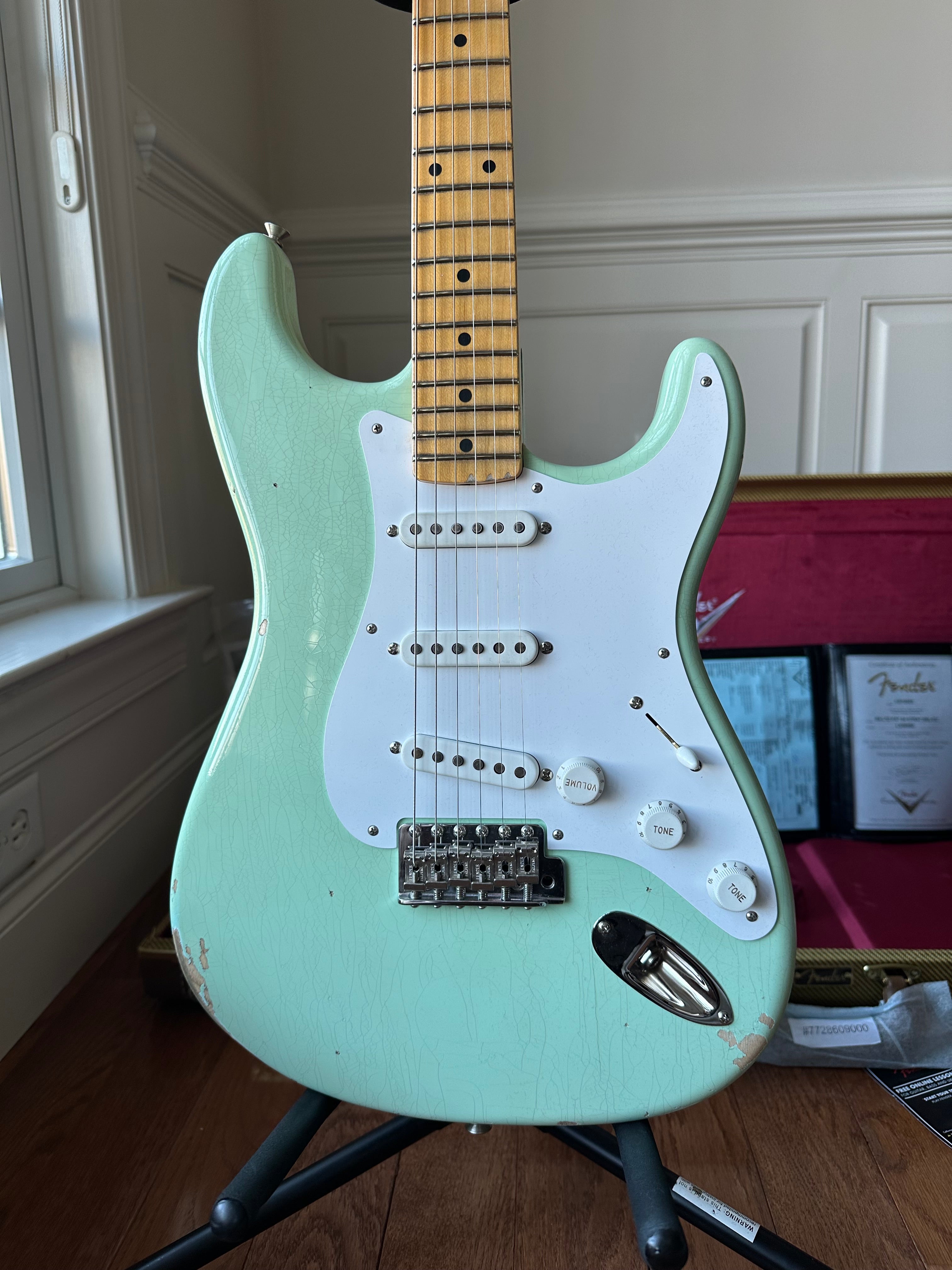 2025 Fender Custom Shop '54 Stratocaster B4 Fat LTD Relic CC - Super Faded Aged Surf Green - Image 2