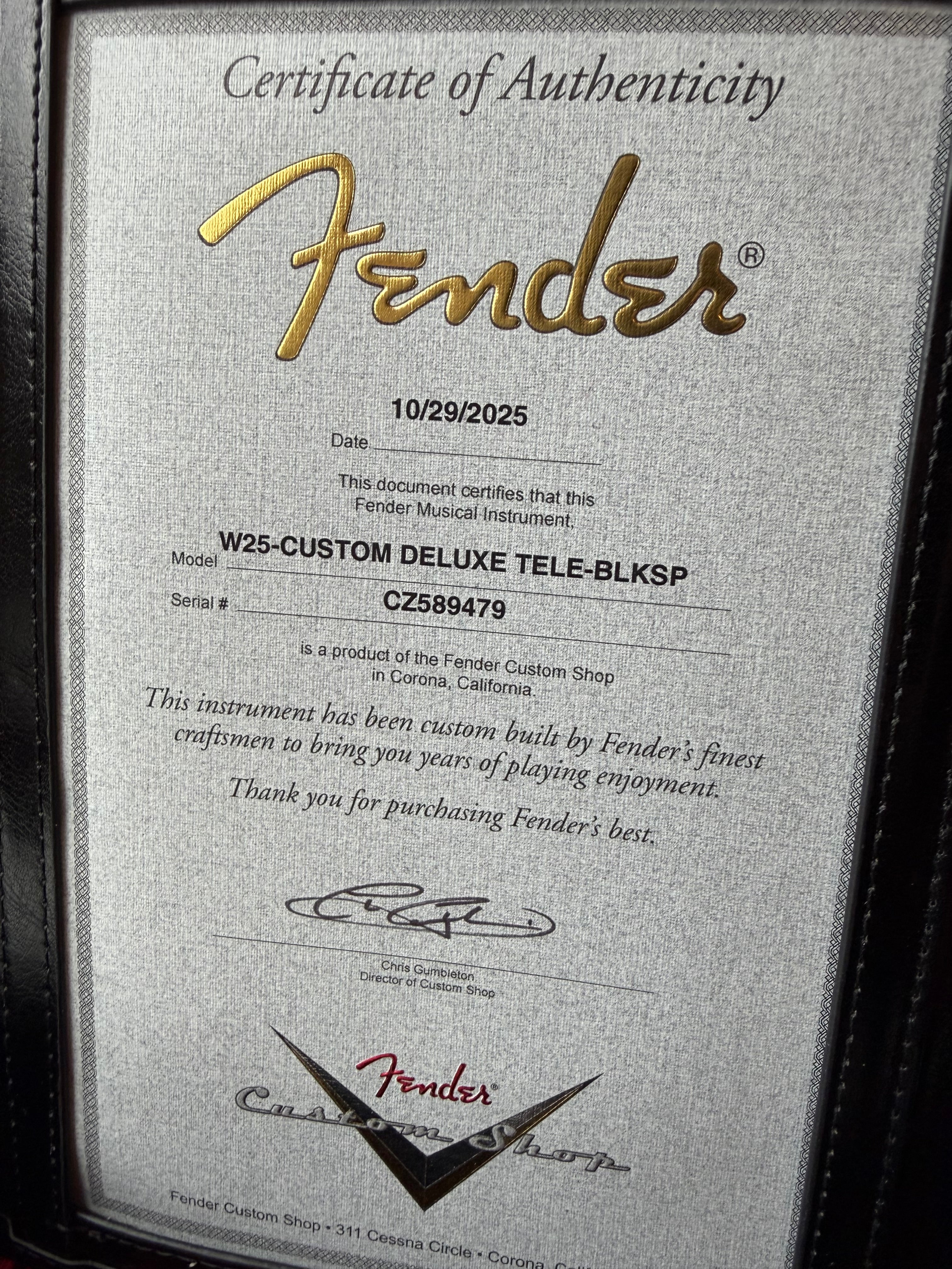 2025 Fender Custom Shop Telecaster Custom Deluxe W25 Limited Edition NOS - Black Sparkle - Image 20