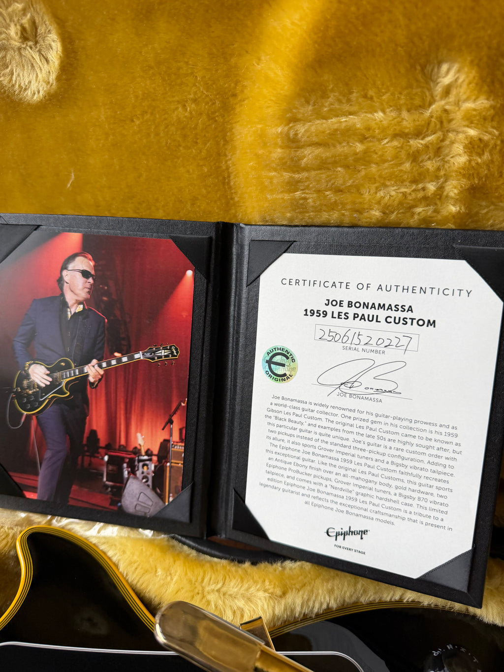 2025 Epiphone Joe Bonamassa ‘59 Les Paul Custom Bigsby - Antique Ebony