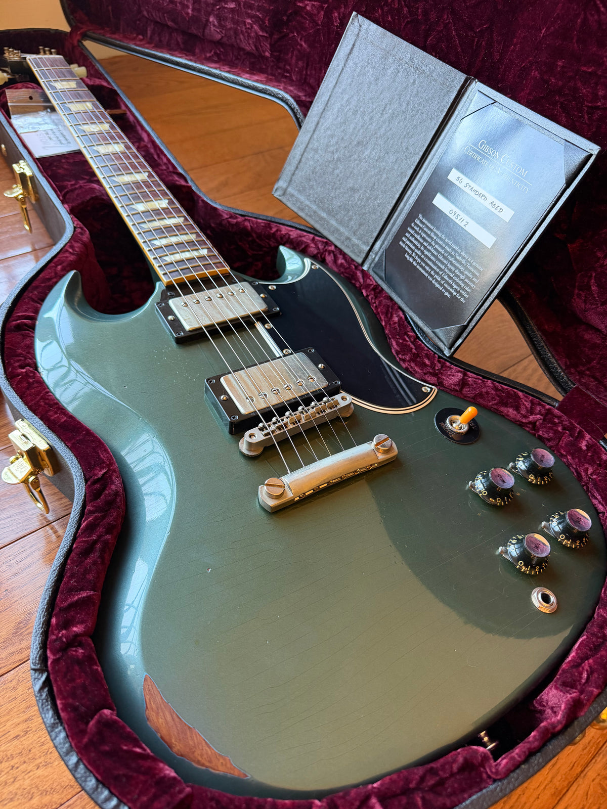2020 Gibson Custom Shop SG Standard Stop Tail Factory Aged - Aged Pelham Blue