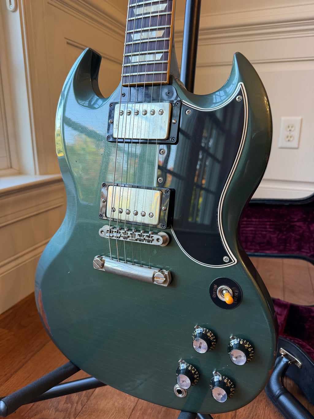 2020 Gibson Custom Shop SG Standard Stop Tail Factory Aged - Aged Pelham Blue